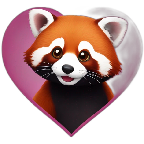 red panda inside of a heart emoji