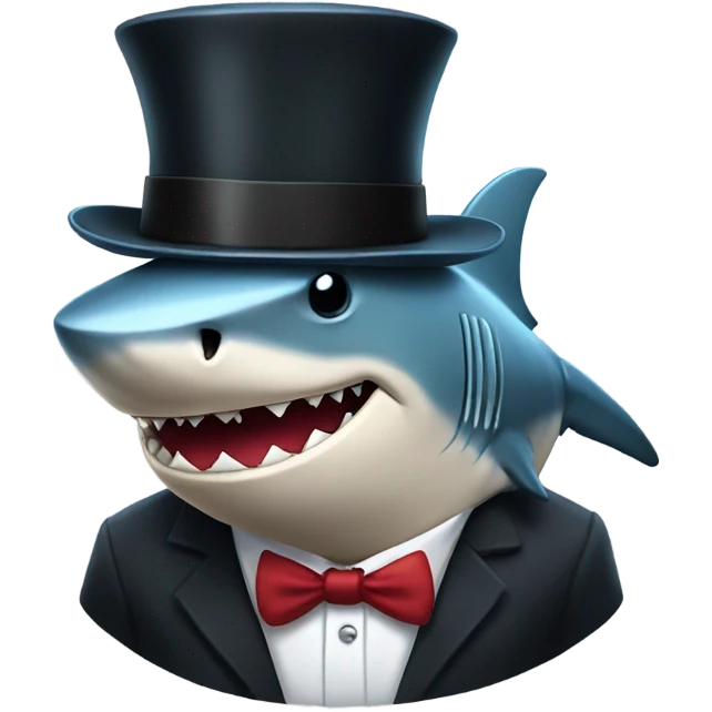 Shark with a top hat emoji