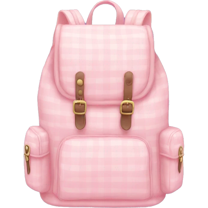 pastel pink checked backpack emoji