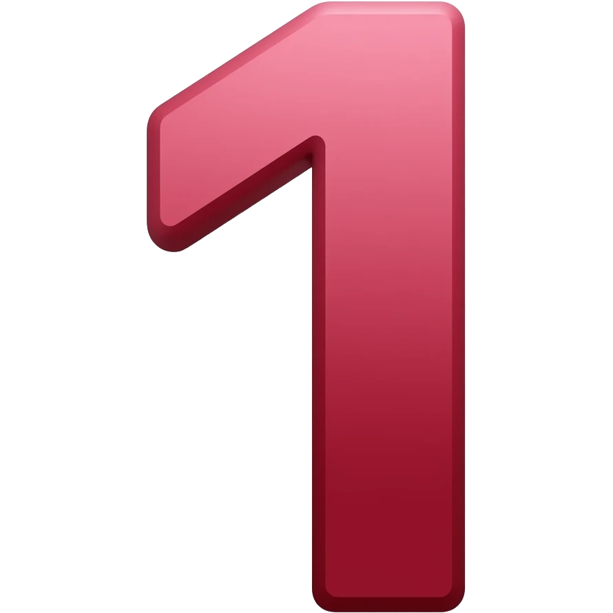 Create an emoji of the number 1 in a bright dark red tone and make the number very thick. emoji