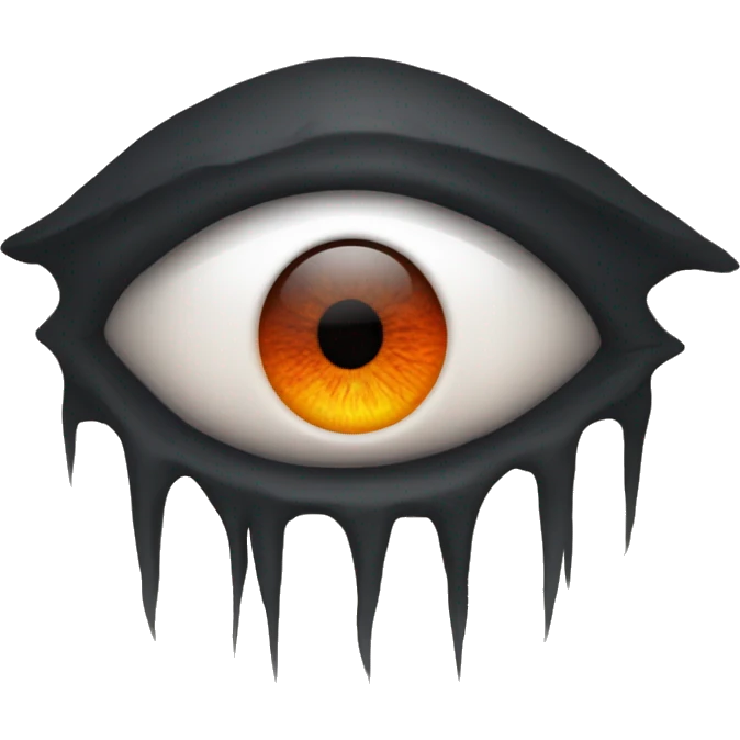 Sauron's eye with vertical slit pupil, orange iris, in a dark Mordor tower emoji