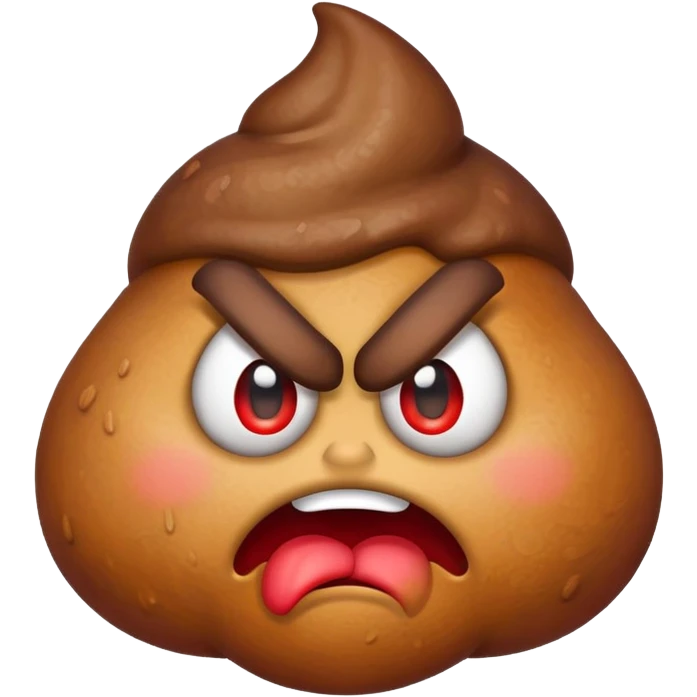 angry poop emoji with red cheeks emoji