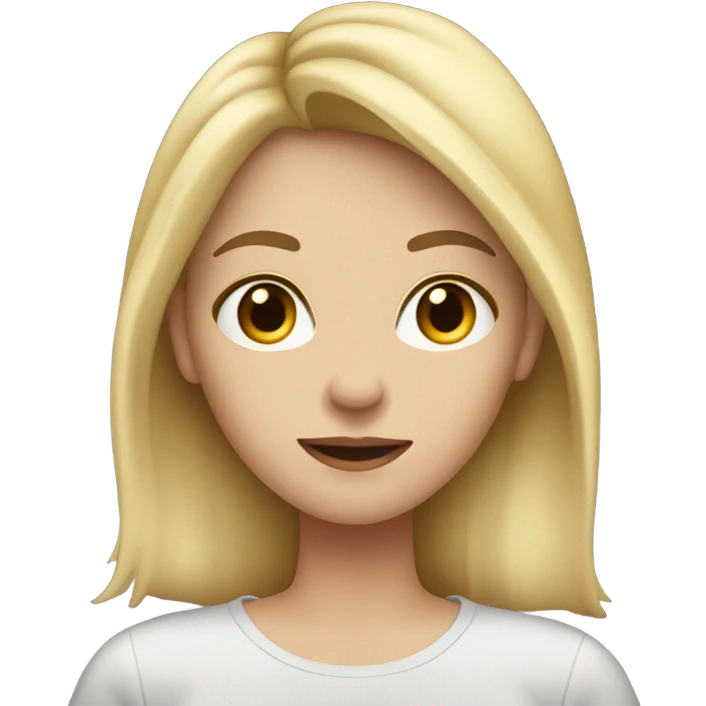 Blonde girl, brown hair, light eyes, smoking emoji