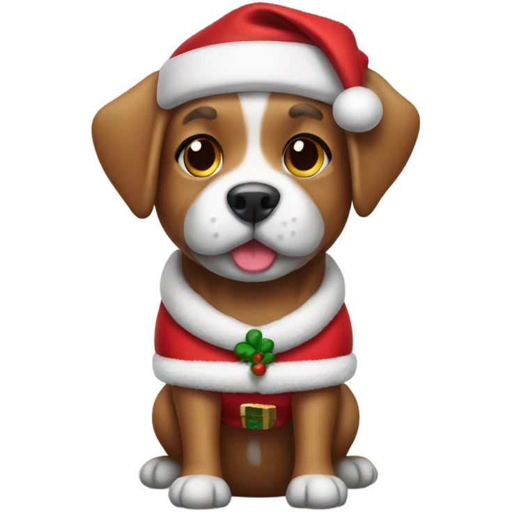 Dog wearing Santa’s clothes emoji