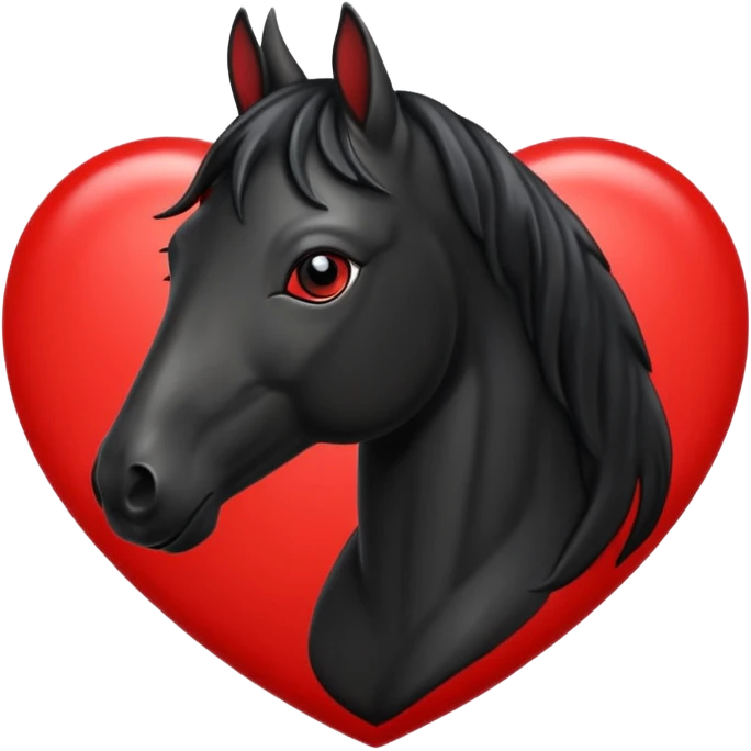 Black Horse centered within a red heart emoji emoji