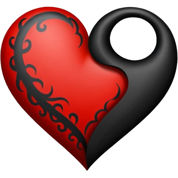 Black and red heart tattoo style emoji