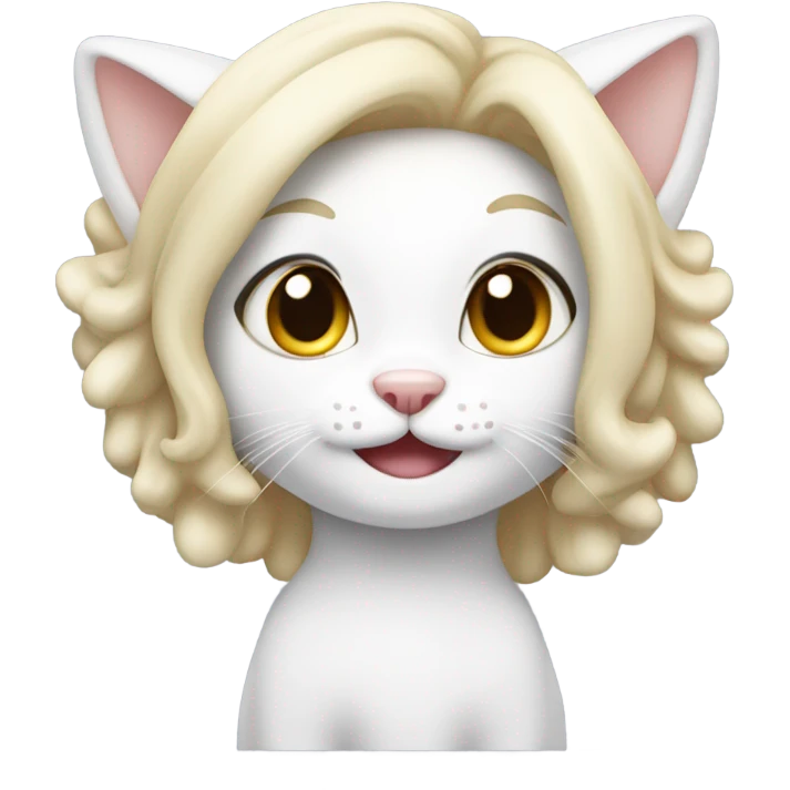 White-cat stretch-Cheerleader-blonde-pigtails emoji
