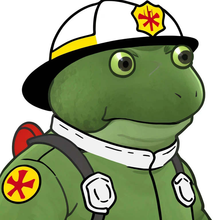 bufo in a fire fighter suit emoji
