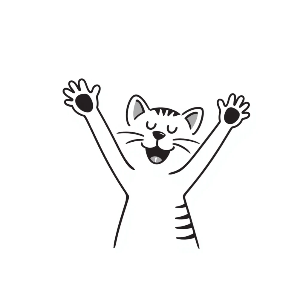 happy cat with paws up emoji