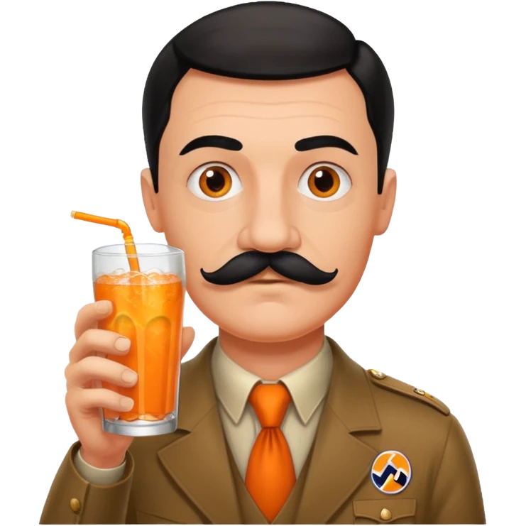 Hitler mustache drinking Fanta emoji