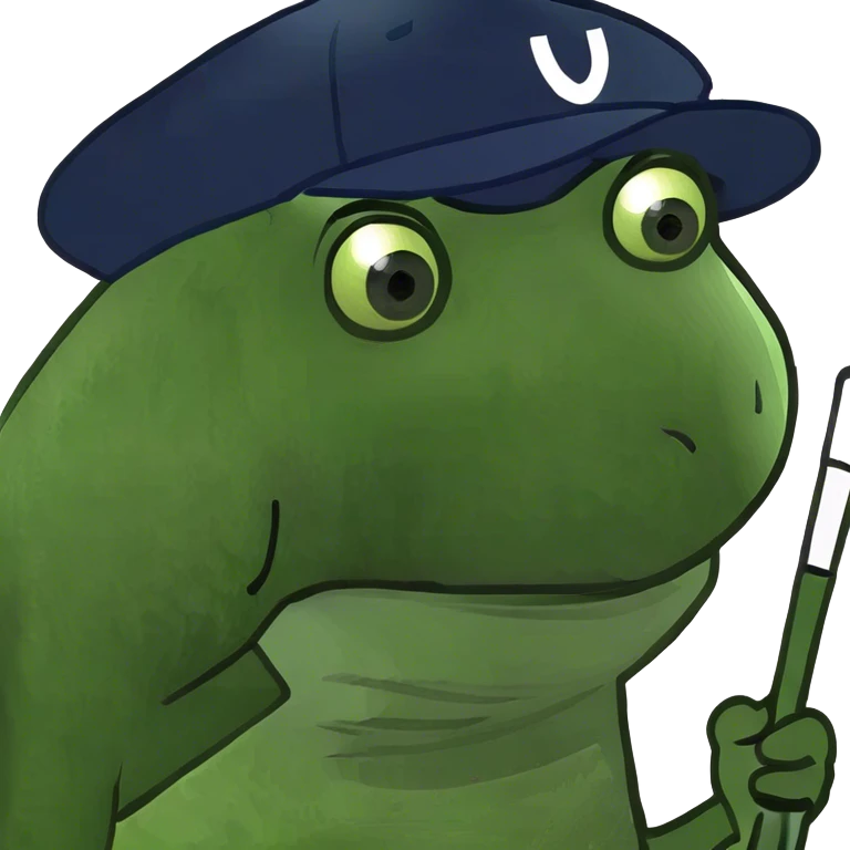 Bufo playing golf with a golf club on a golf course emoji