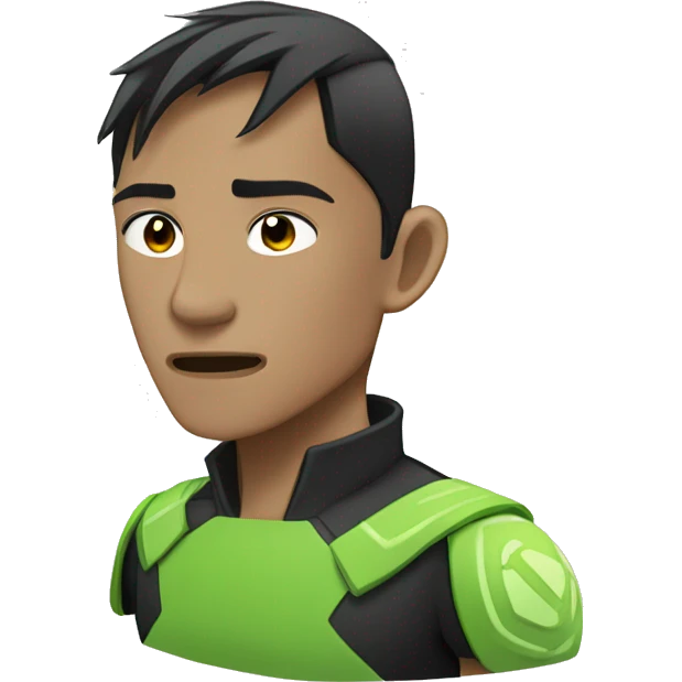 Omnitrix asain, explaining side looking, half body emoji