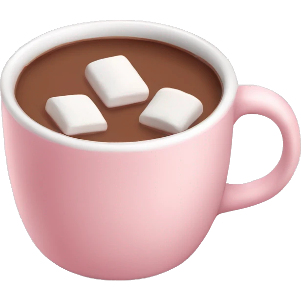 Light Pink mug of hot chocolate with marshmallows  emoji