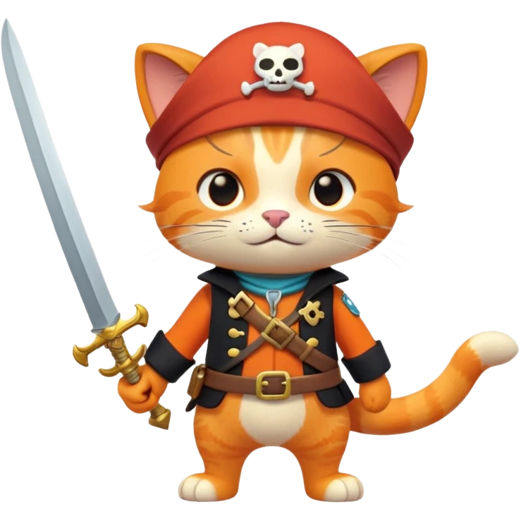 Kwazii from Octonauts, adventurous orange cat pirate holding a sword emoji