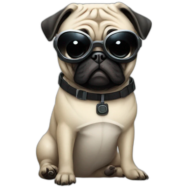 pug with black sunglasses and wearing a cyberpunk suit emoji