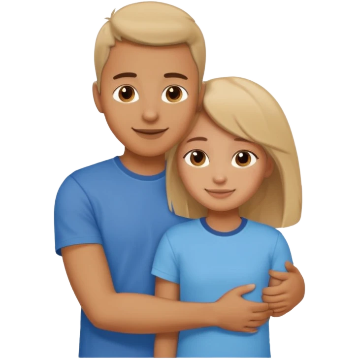 Texte ´Gros câlin’, en dessous un homme serre sa sœur dans ses bras emoji