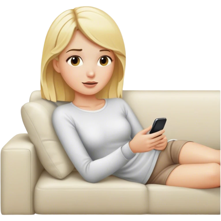 Blonde female on couch relaxing watching tv emoji