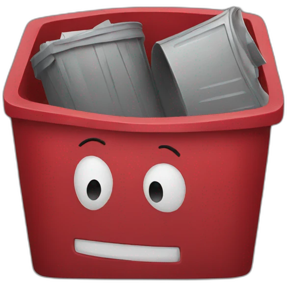 red trash bin emoji