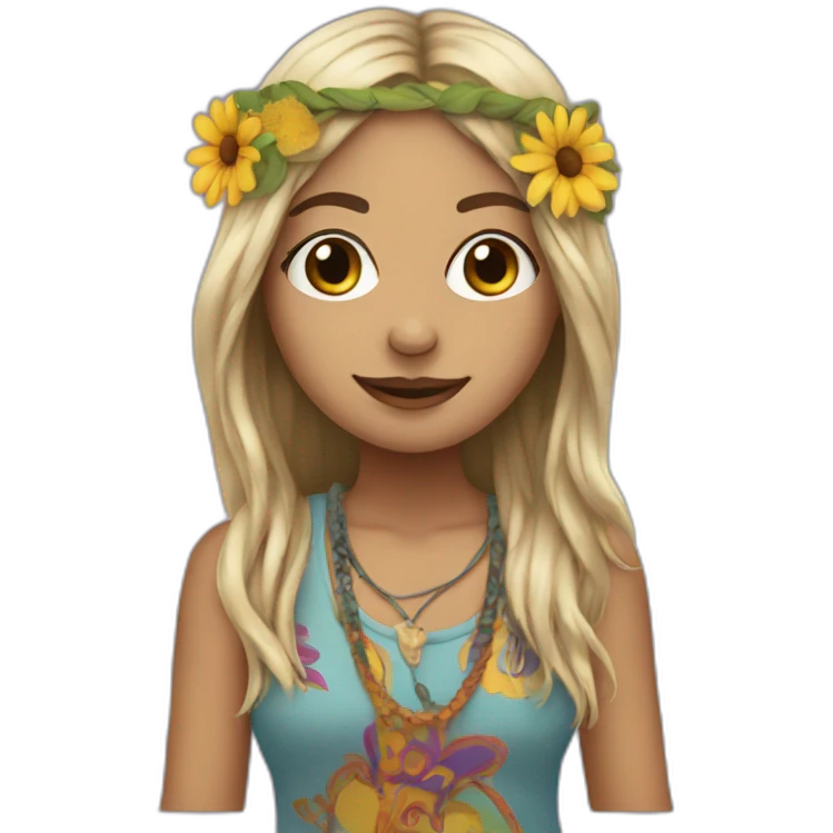 Hippie girl with band emoji