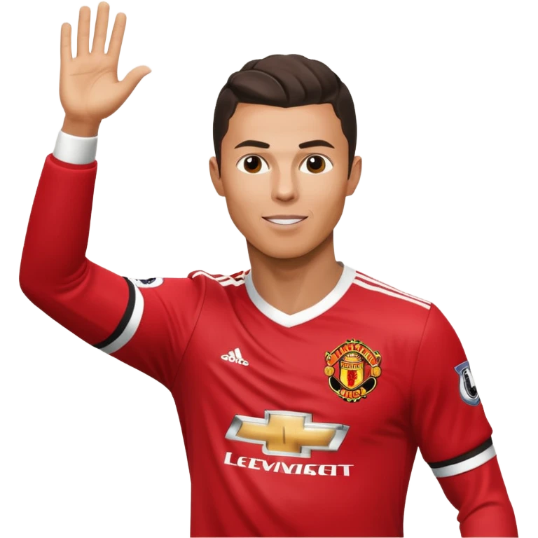 Cristiano Ronaldo doing his iconic suii celebration in a Manchester united jearsy emoji