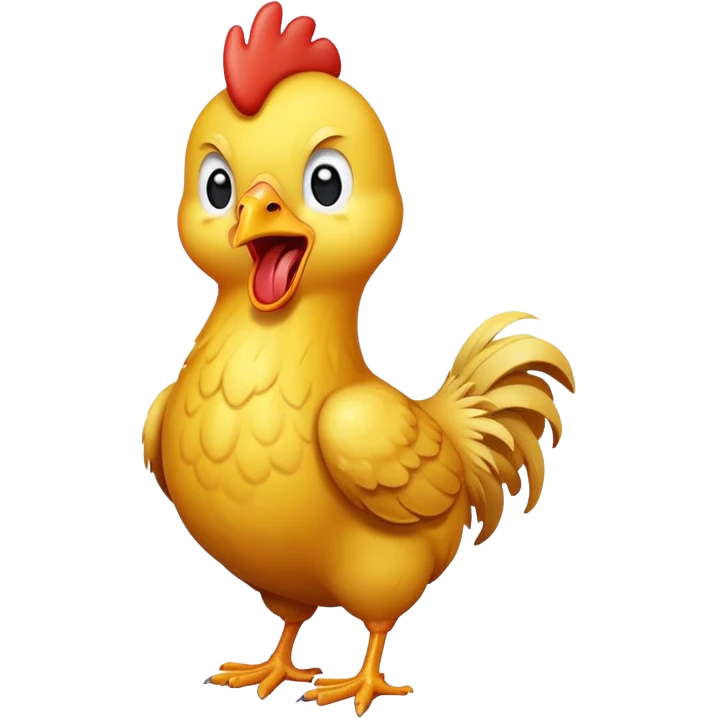 long neck yellow chicken shouting funny expression emoji