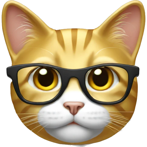 Gold Business cat with smart glasses emoji