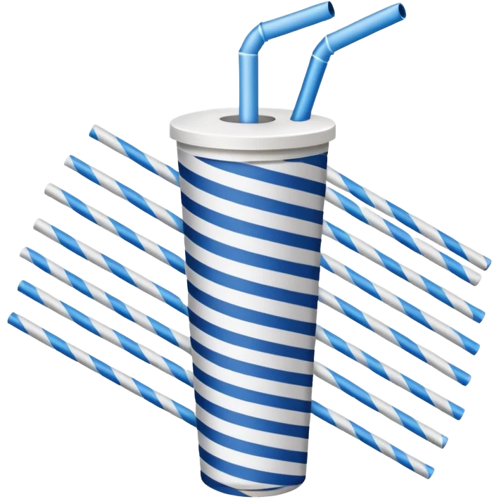 white & blue striped paper straw emoji
