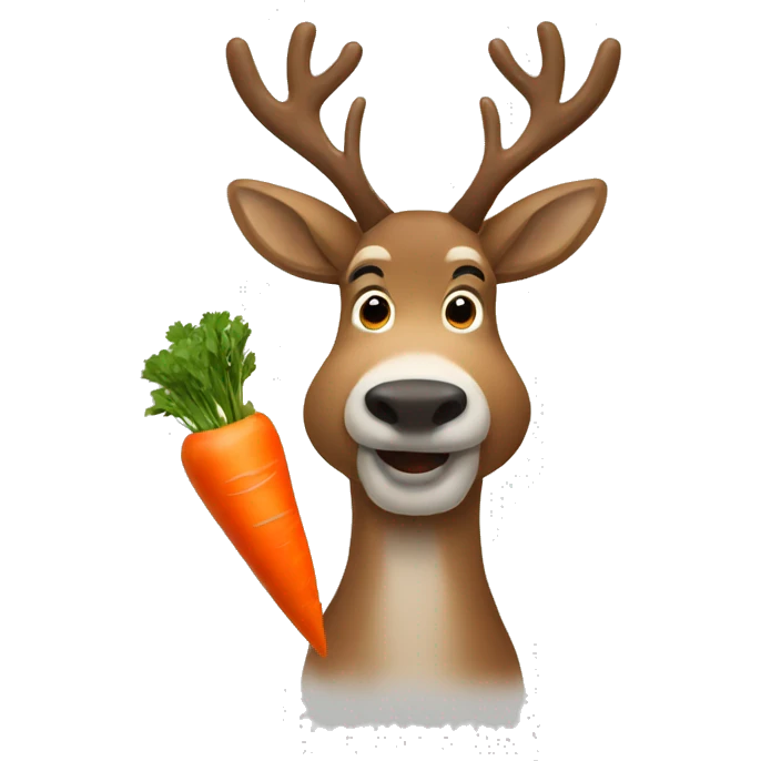 A reindeer holding a carrot emoji