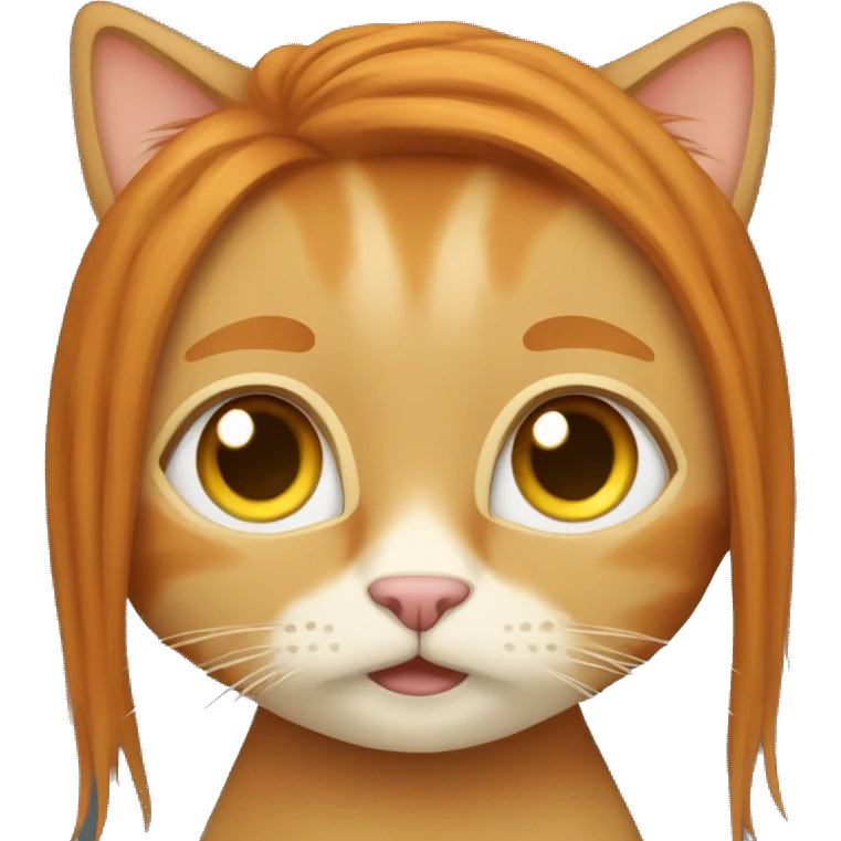 Cat with long straight ginger hair  emoji
