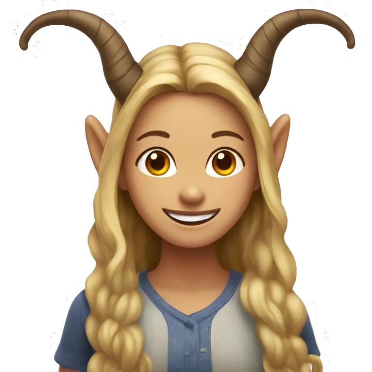 smiling girl with horns indoors emoji