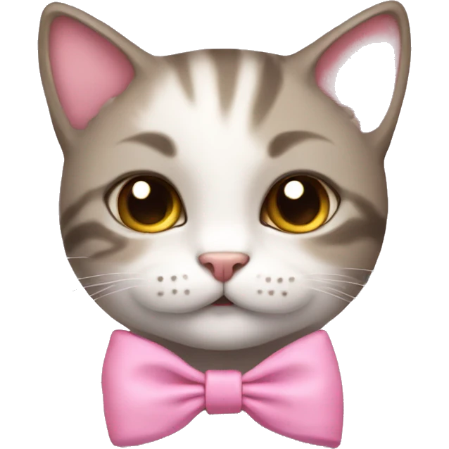cute calm cat using a pink bow in her head emoji