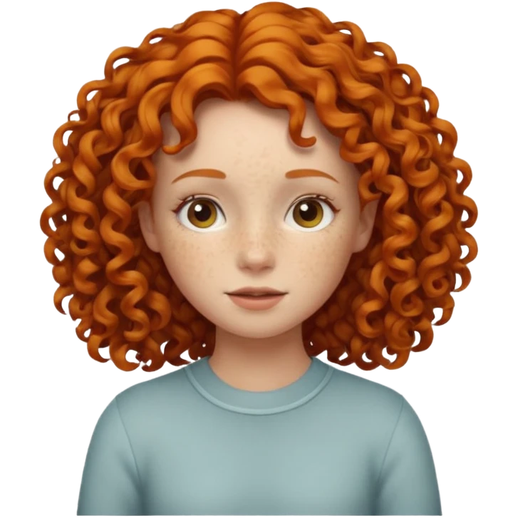 A ginger girl with curly hair in this style 👩🏼‍🦱 just the head no body simile to the apple curly hair emoji just ginger instead  emoji
