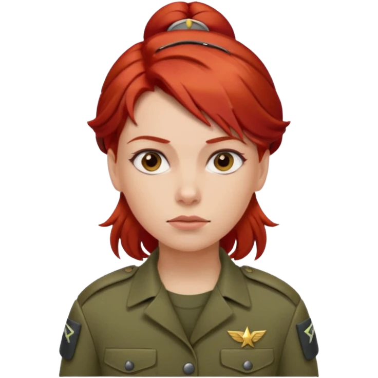 woman soldier with red hair clip emoji