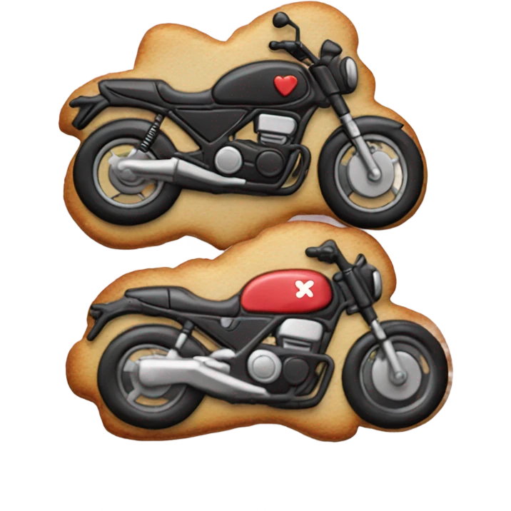 cookie heart with black motorbike  emoji