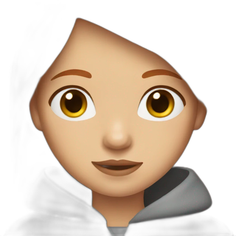 girl with ginger hair, grey eyes and curtain bangs emoji