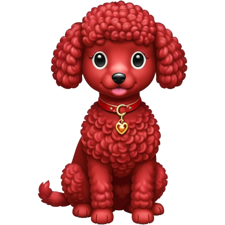 Red french poodle with a ruby collar  emoji