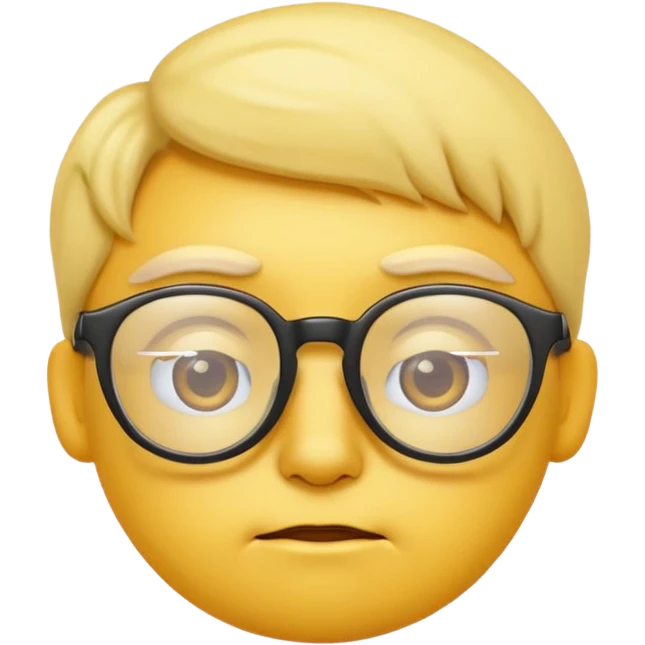 yellow emoji wearing glasses and thinking not smiling- not a person. Just an emoji emoji