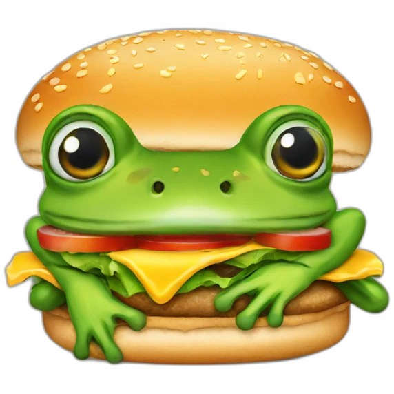 Frog eating a burger emoji