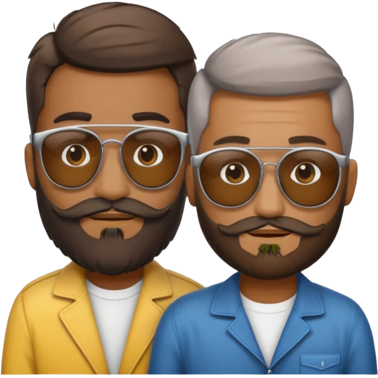 Van u make 2 cool emojis with shades side by side, both have faded hair, one of them should also have faded beard. Beneath the faded beared emoji should have the initials WQ and the other PJ emoji
