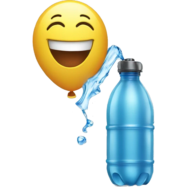 A baloon and a water bottle laughing emoji