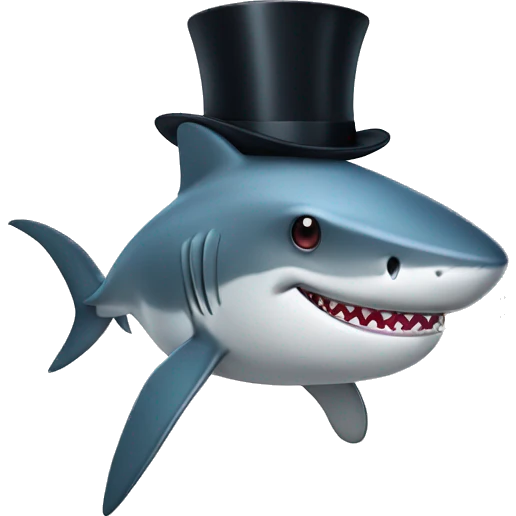Shark with a top hat emoji