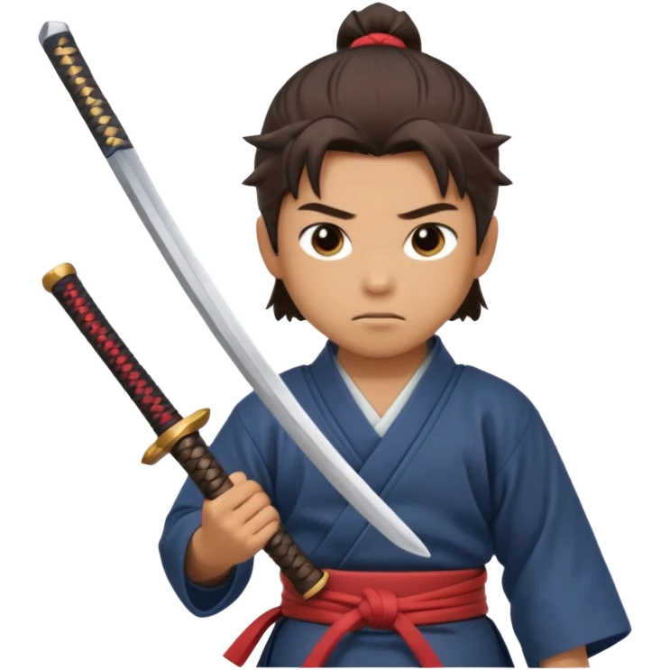 A young samurai apprentice gripping his wooden practice sword nervously.
 emoji