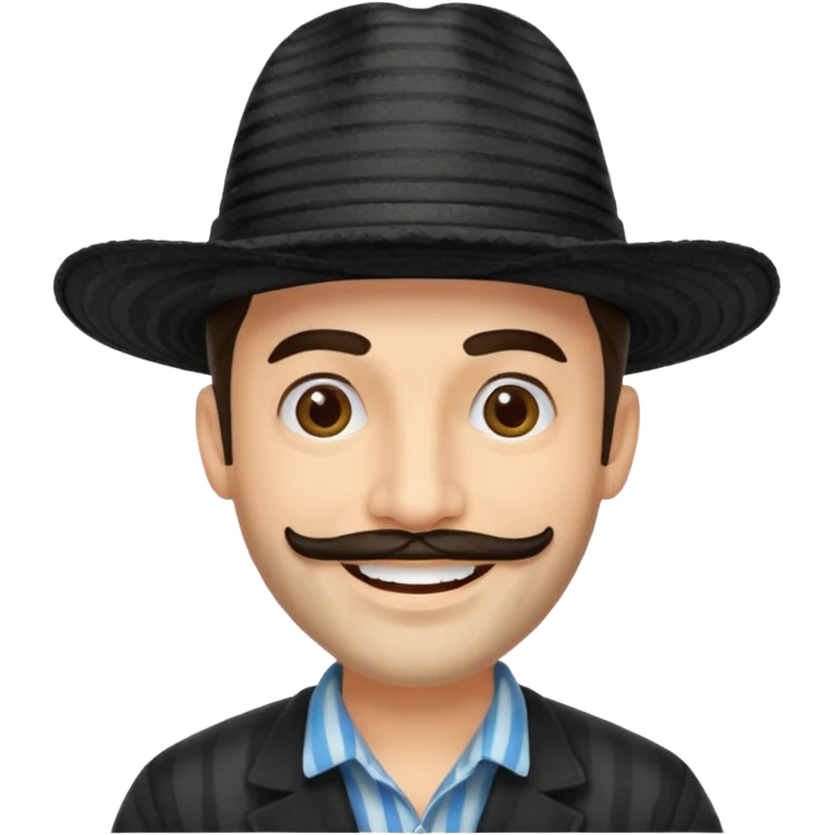 A happy fair skinned Colombian man with some facial hair wearing a black stripped Colombian hat  emoji