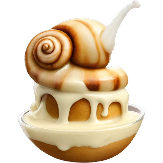 cinnamon snail with vanilla sauce on top emoji