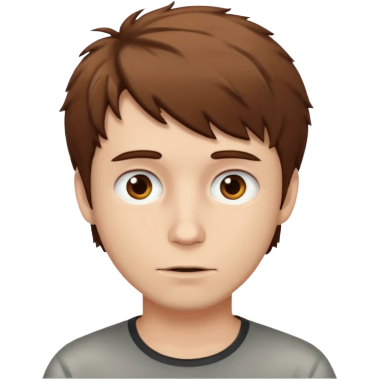 Create an emoji of a man with white skin and short brown but slightly messy hair emoji