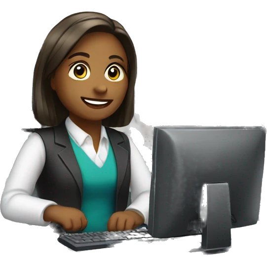 cashier in bank with computer emoji