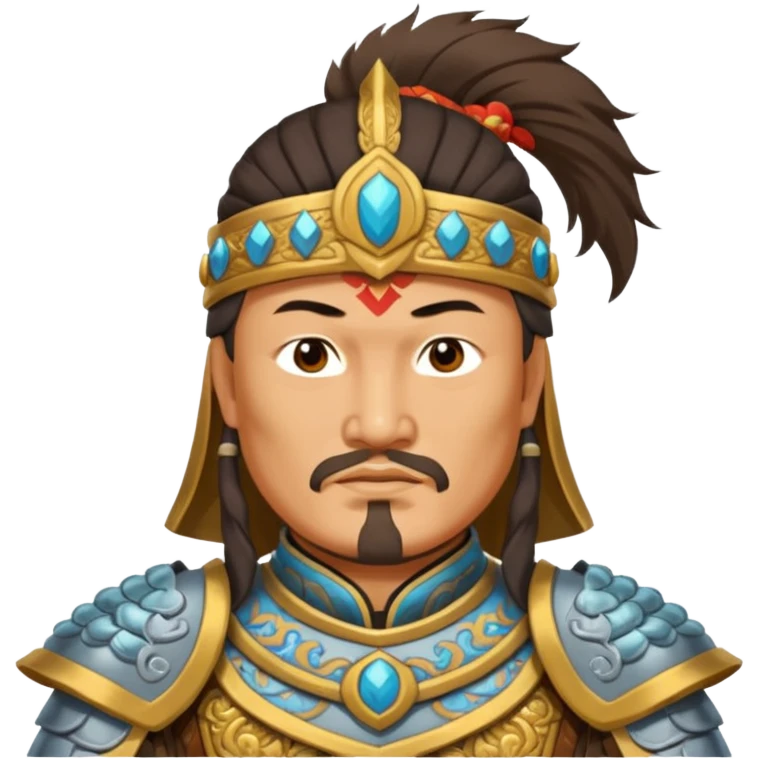 portrait of Genghis Khan in armor rotated 45 degrees to the right emoji