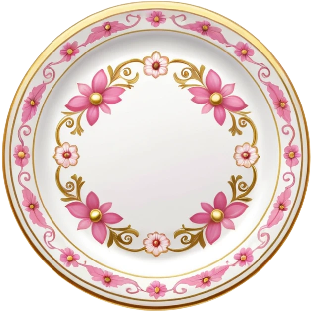 A luxurious plate with pink accents and elegant details,  emoji