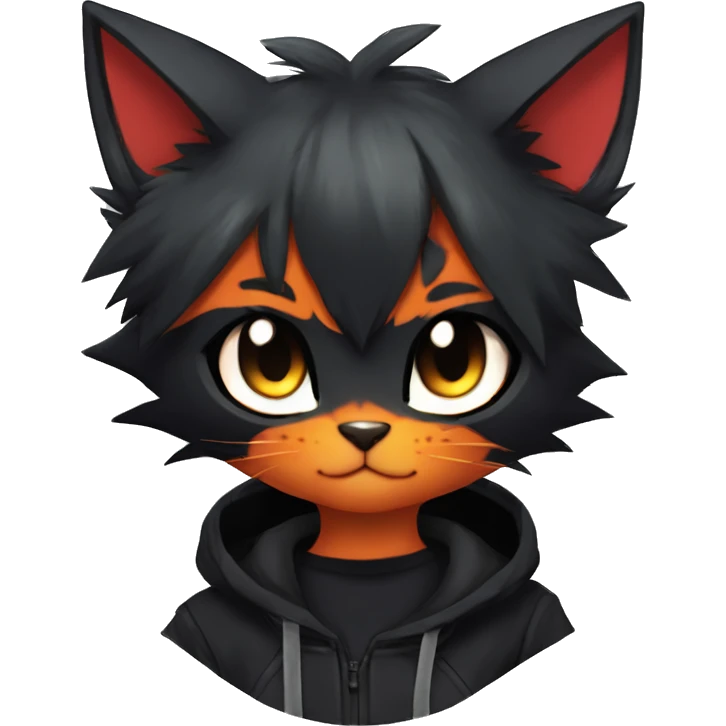 Edgy Shy Anthro boyish cool pretty dark black Litten-Pokémon-cat-fursona techwear emoji
