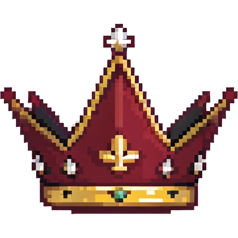 maroon crown with black, gold, and white accents, simple design, pixel art style emoji